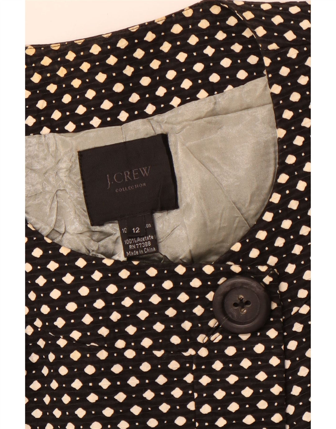 J. CREW Γυναικείο σακάκι σακάκι 1 κουμπιού US 12 Large Black Spotted