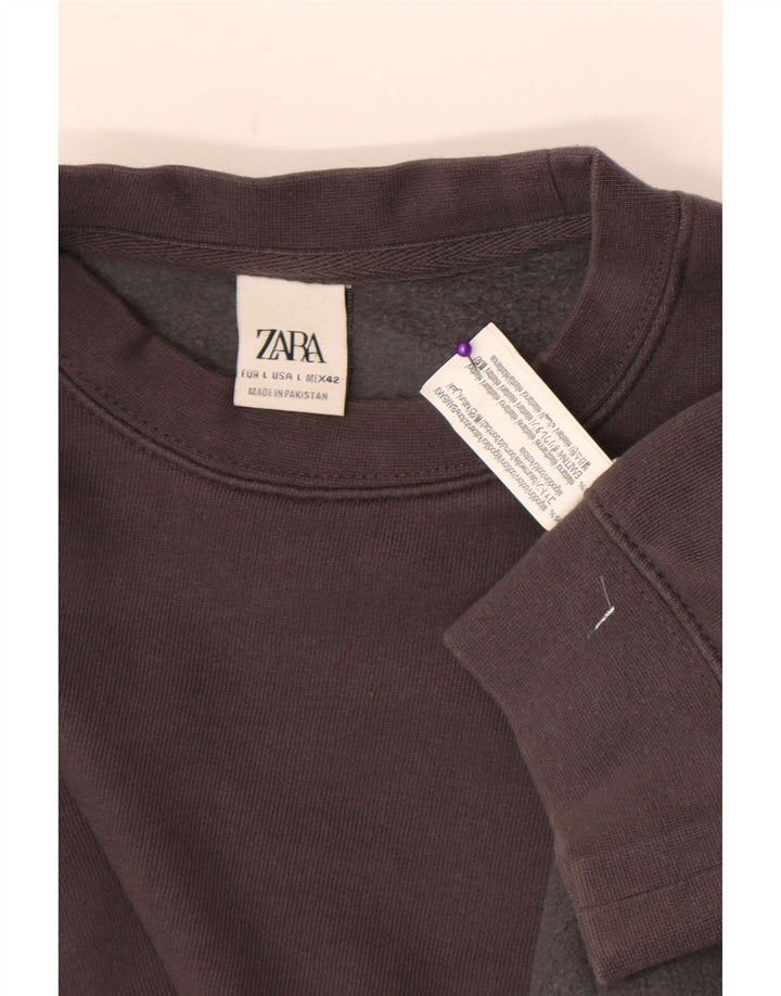 Zara Ανδρικό Φούτερ Jumper Μεγάλο Γκρι Βαμβακερό