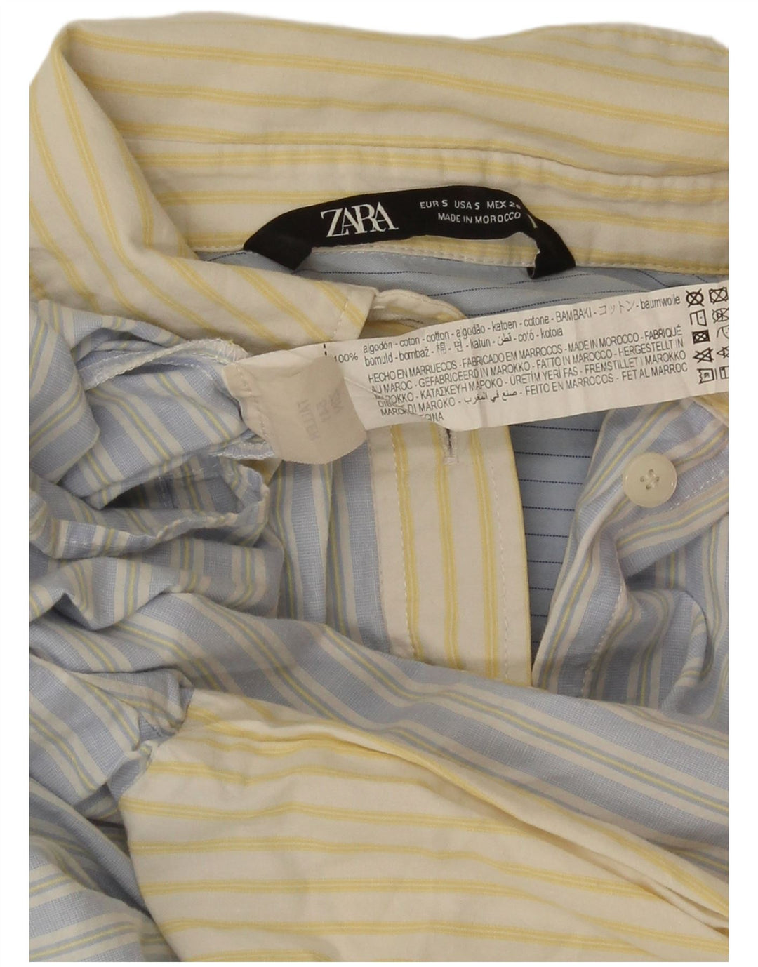 Zara Γυναικείο πουκάμισο Oversized UK 10 Small Blue ριγέ βαμβακερό