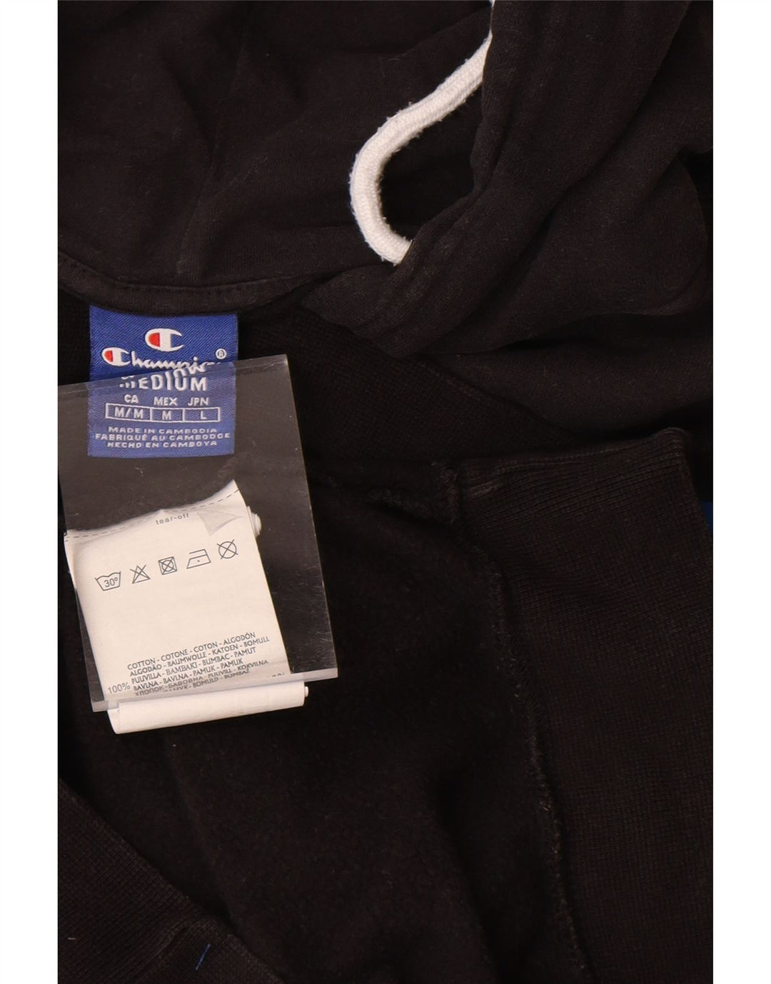 CHAMPION Mens Zip Hoodie Sweater Medium Black Cotton Vintage Champion and Second-Hand Champion from Messina Hembry 