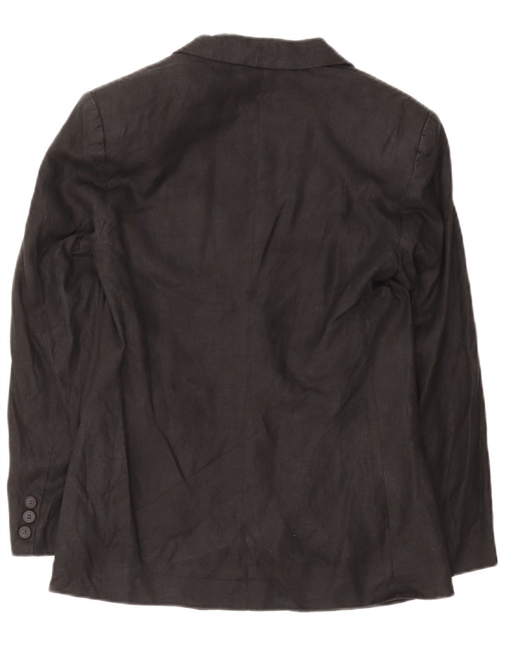 Benetton Γυναικείο Μπουφάν Blazer με 2 Κουμπιά IT 40 Μικρό Μαύρο Λινό