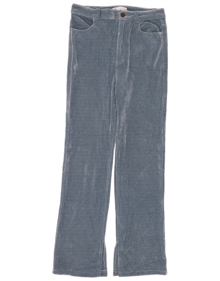 Zara γυναικείο ίσιο κοτλέ παντελόνι EU 40 Medium W30 L30 Blue Polyester