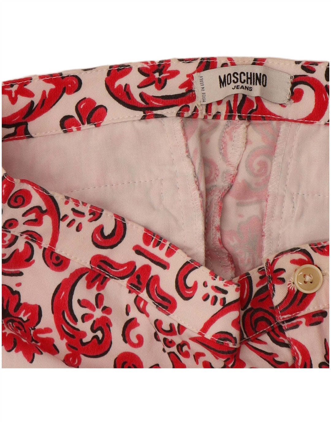 MOSCHINO Γυναικείο ίσιο παντελόνι Capri UK 12 Medium W28 L21 Red Paisley