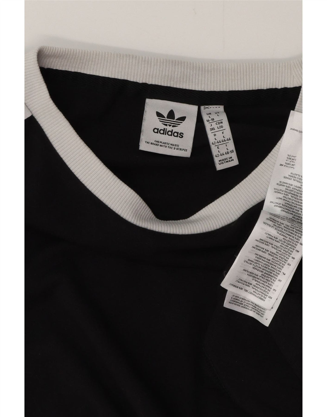 Γυναικείο T-Shirt ADIDAS Top UK 16/18 μεγάλο μαύρο βαμβακερό