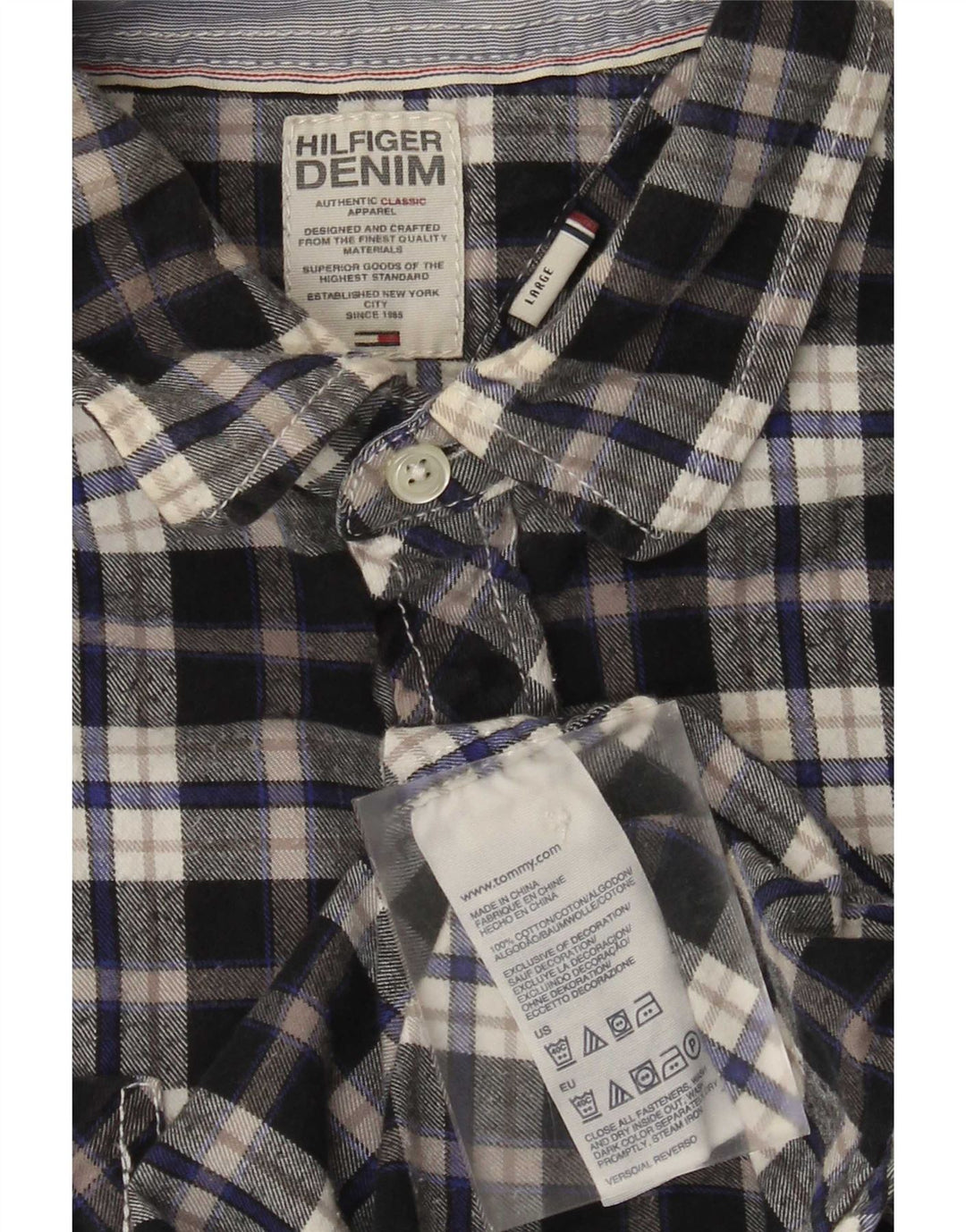 Tommy Hilfiger Ανδρικό φανελένιο πουκάμισο μεγάλο μπλε βαμβακερό