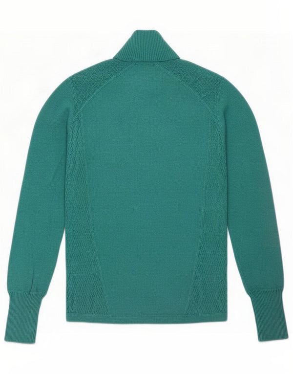 Eddie Bauer Womens Zip Neck Jumper Sweater UK 12 Medium Blue Cotton