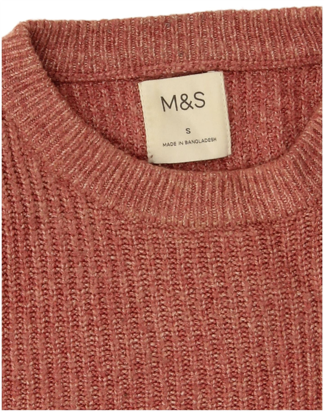 Marks & Spencer Ανδρικό πουλόβερ με λαιμόκοψη μικρού καφέ από πολυαμίδιο