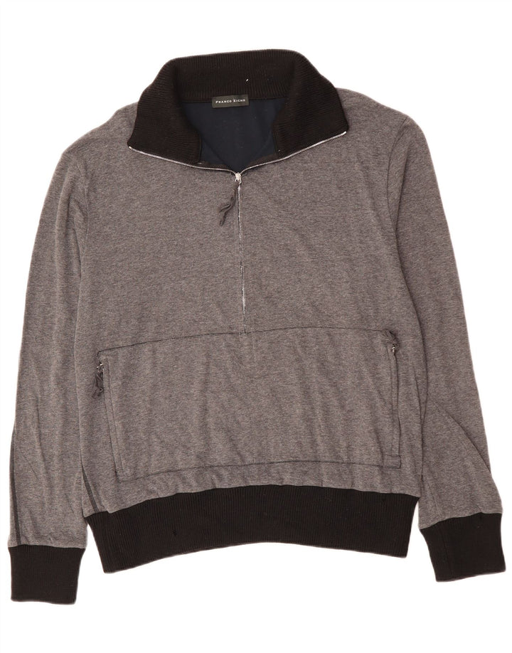 FRANCO ZICHE Ανδρικό φούτερ με φερμουάρ, πουκάμισο με μεγάλο γκρι χρώμα