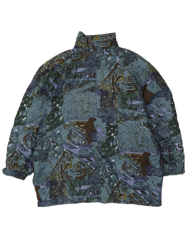 VINTAGE Γυναικείο Abstract Pattern Oversized Windbreaker Coat EU 44 XL Blue