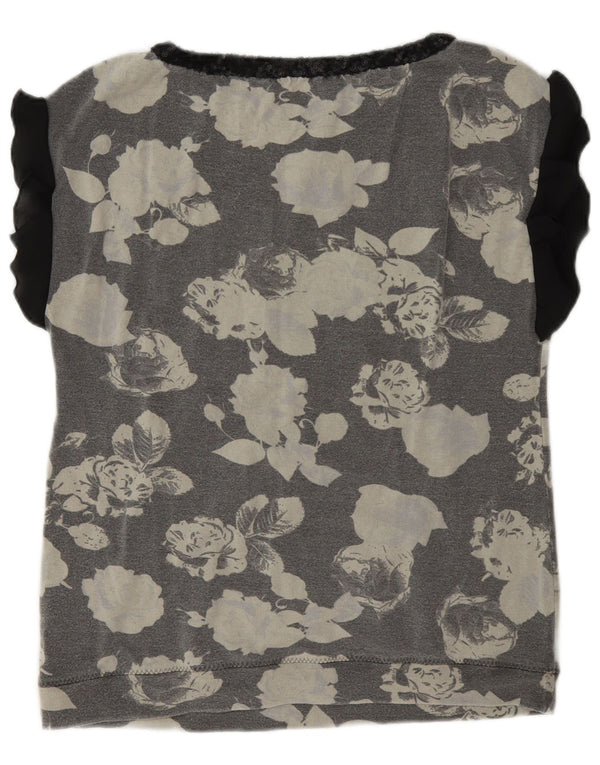 Liu Jo Womens Blouse Top IT 44 Medium Grey Floral Viscose