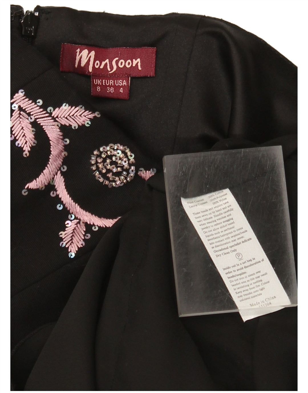 Monsoon Γυναικείο Στράπλες Φόρεμα UK 8 Μικρό μαύρο βαμβακερό