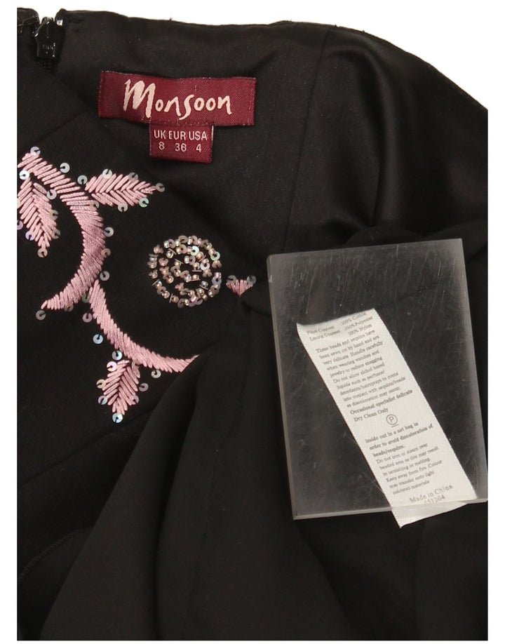 Monsoon Γυναικείο Στράπλες Φόρεμα UK 8 Μικρό μαύρο βαμβακερό