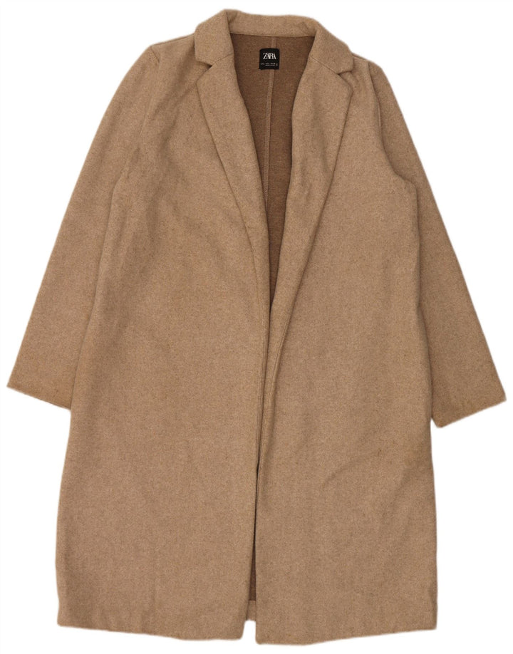 Zara Γυναικείο Παλτό UK 16 Large Beige Polyester