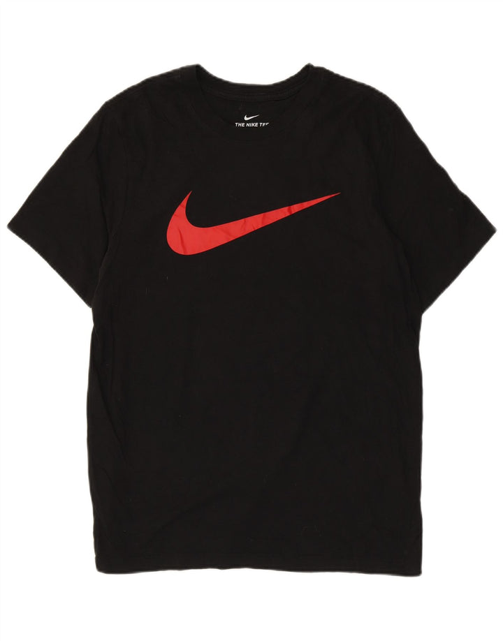 Ανδρικό γραφικό μπλουζάκι Nike, μεσαίο μαύρο βαμβακερό