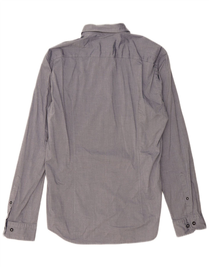 Ανδρικό πουκάμισο HUGO BOSS με κανονική εφαρμογή, μεσαίο μπλε βαμβακερό