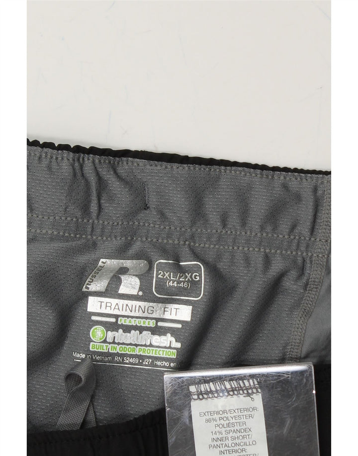 RUSSELL ATHLETIC Mens Sport Shorts 2XL Black Polyester Vintage Russell Athletic and Second-Hand Russell Athletic from Messina Hembry 