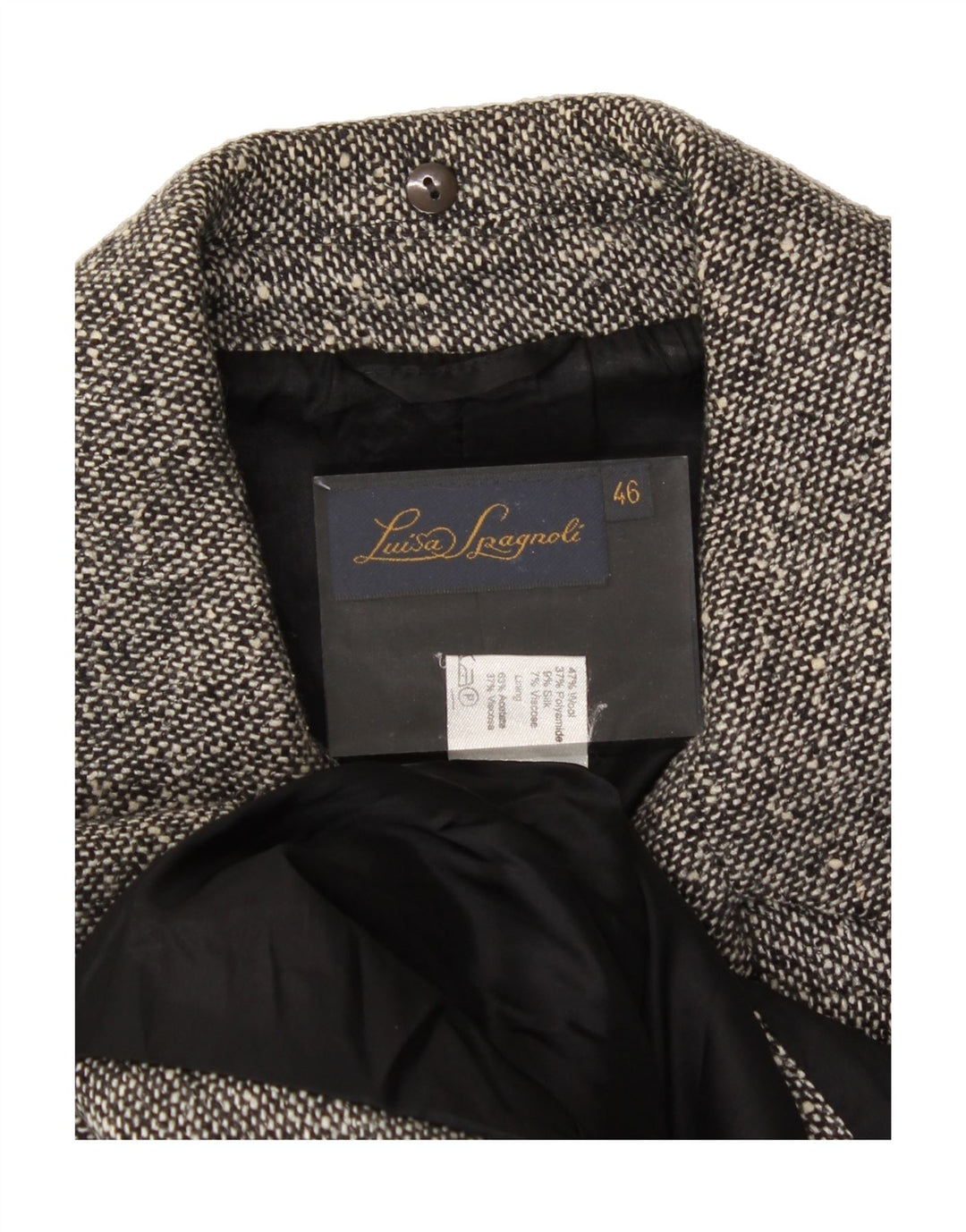 LUISA SPAGNOLI Womens 4 Button Blazer Jacket IT 46 Large Grey Flecked Wool Vintage Luisa Spagnoli and Second-Hand Luisa Spagnoli from Messina Hembry 