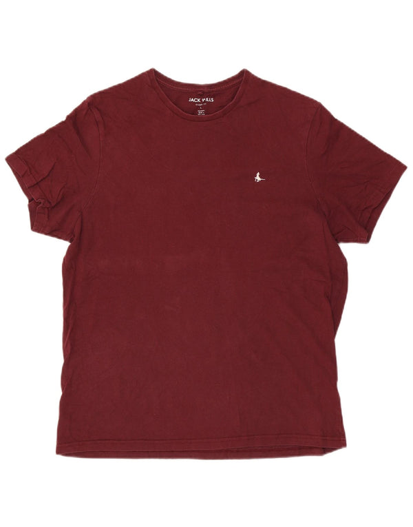 Jack Wills Ανδρικό μπλουζάκι Classic Fit Top μεγάλο μπορντό βαμβακερό