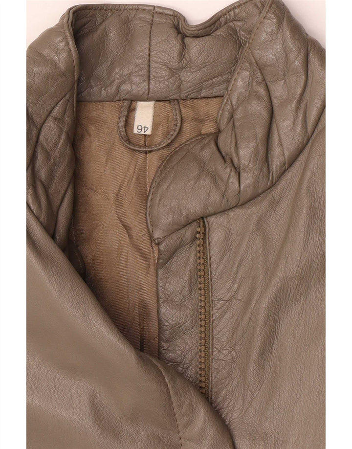 Vintage γυναικείο μπουφάν με κανονική εφαρμογή IT 46 Large Grey Leather Classic