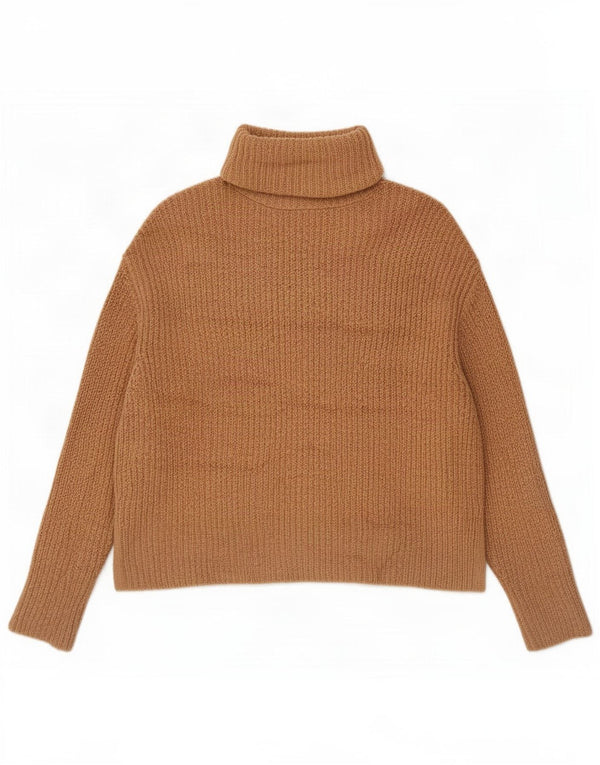 Zara γυναικείο πουλόβερ με ρολό λαιμόκοψη UK 10 Small ακρυλικό μπεζ