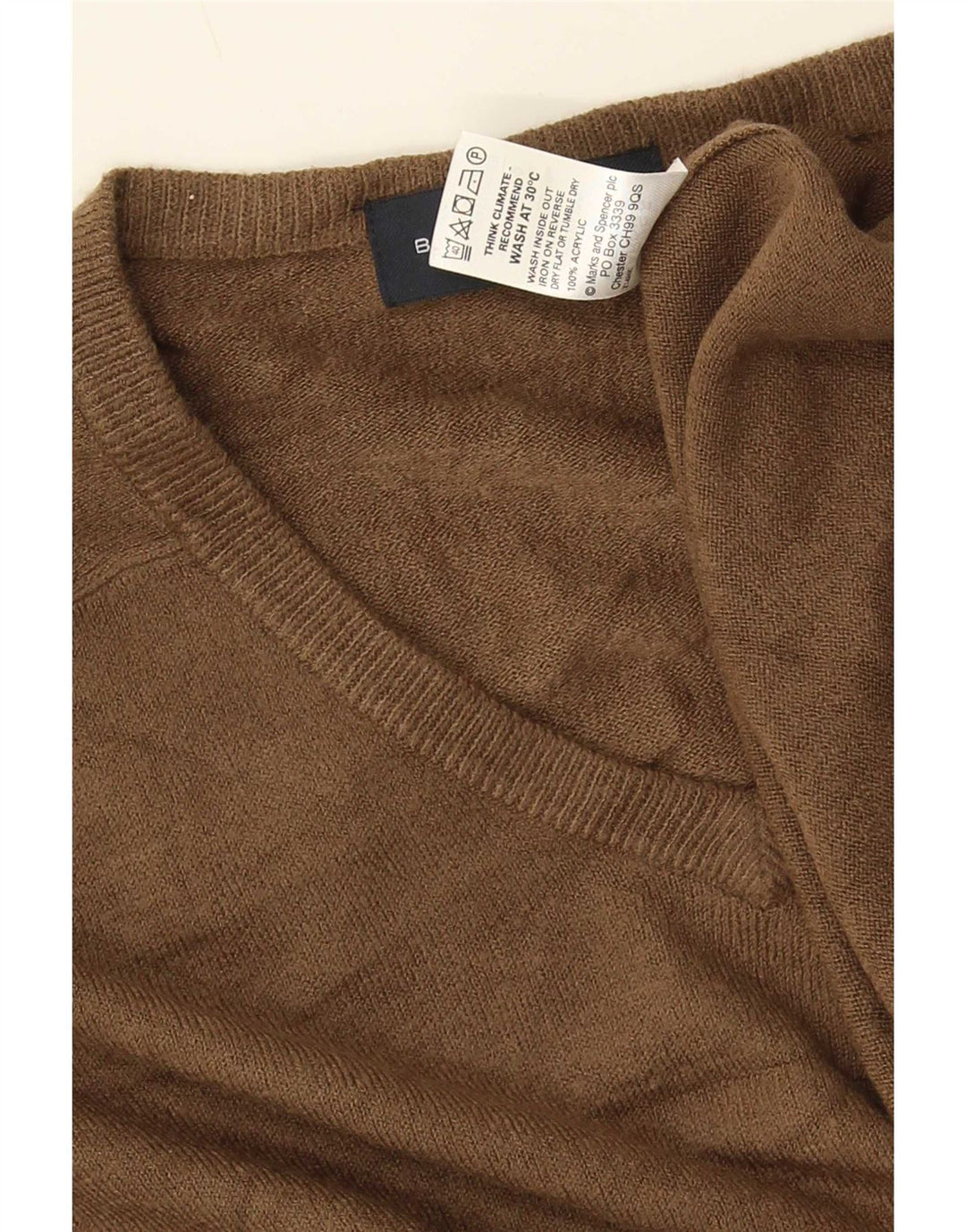 Ανδρικό πουλόβερ Marks & Spencer Blue Harbor με V-Neck Jumper Μεσαίο καφέ