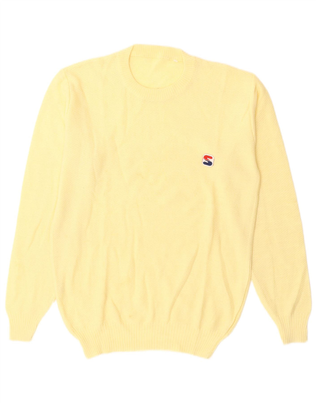 Γυναικείο πουλόβερ με λαιμόκοψη VINTAGE UK 14 Medium Yellow Wool