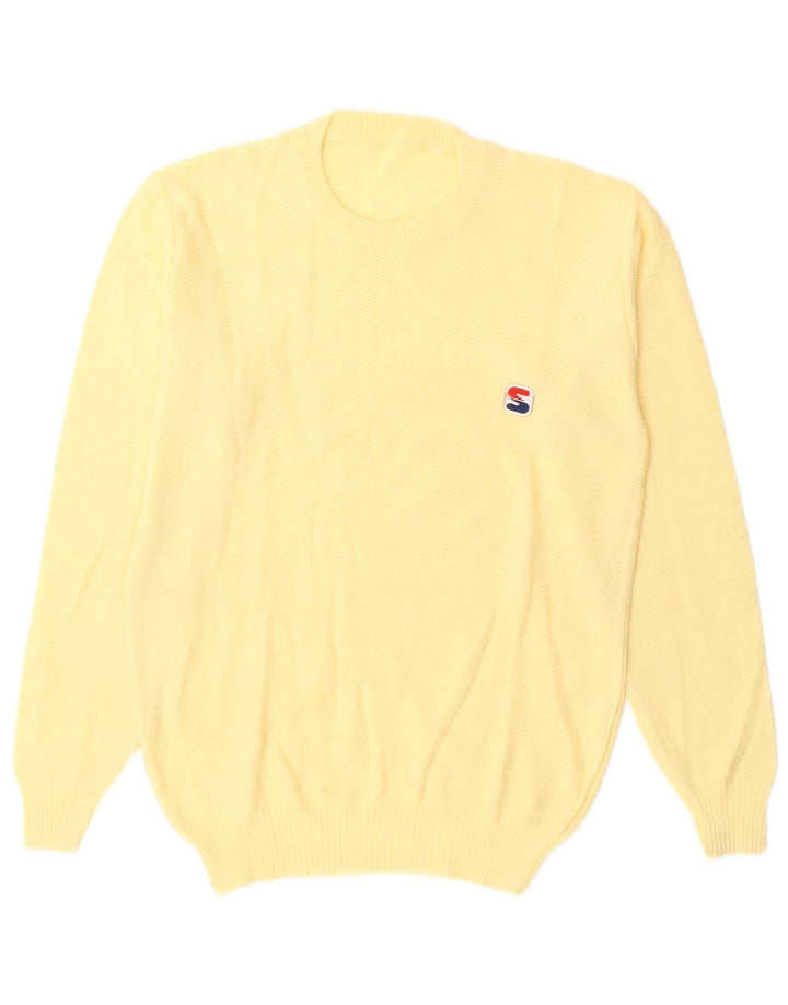 Γυναικείο πουλόβερ με λαιμόκοψη VINTAGE UK 14 Medium Yellow Wool