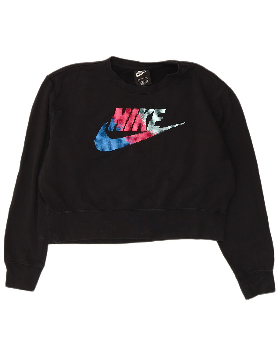 Γυναικεία φούτερ NIKE Oversized Crop Graphic Jumper UK 14 Medium Black