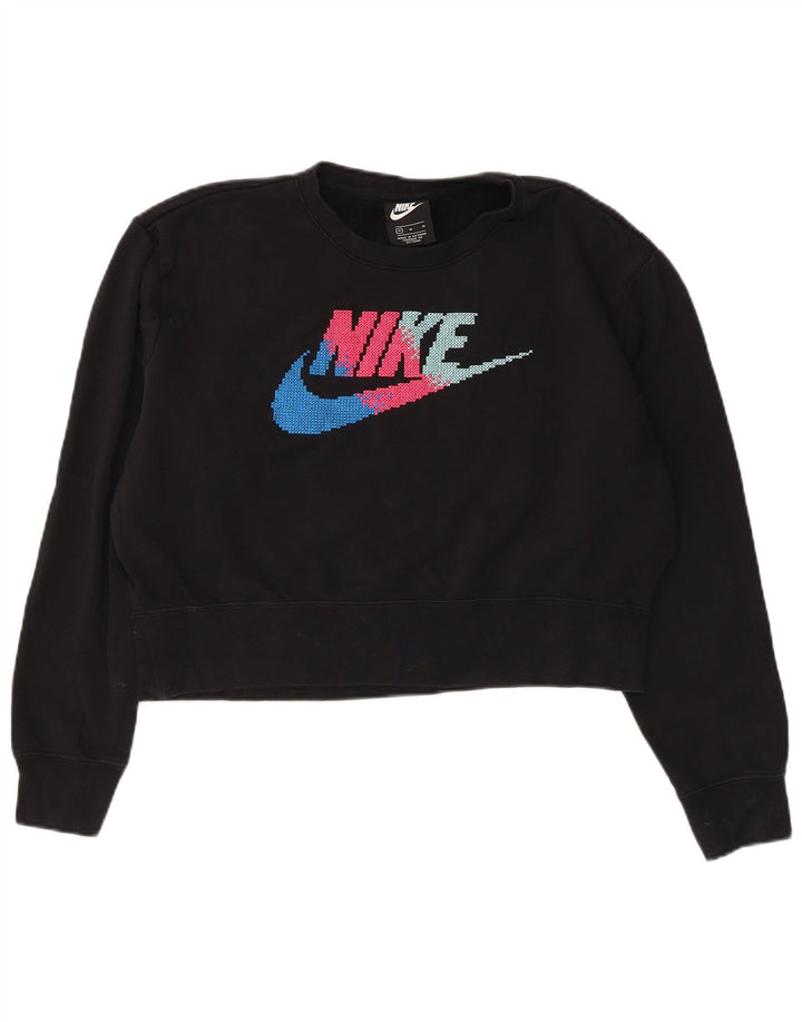 Γυναικεία φούτερ NIKE Oversized Crop Graphic Jumper UK 14 Medium Black