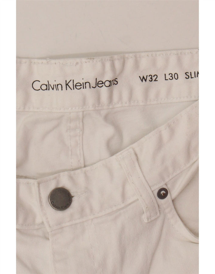 CALVIN KLEIN Mens Slim Jeans W32 L30 White Cotton Vintage Calvin Klein and Second-Hand Calvin Klein from Messina Hembry 