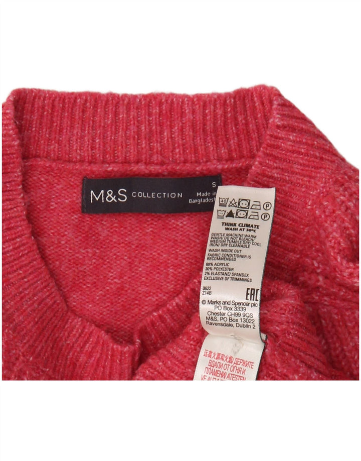 MARKS & SPENCER Womens Oversized Crew Neck Jumper Sweater UK 10 Small Pink