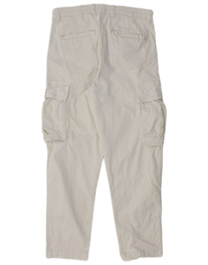 Zara Ανδρικό ίσιο παντελόνι Cargo EU 40 Medium W31 L28 Λευκό βαμβακερό