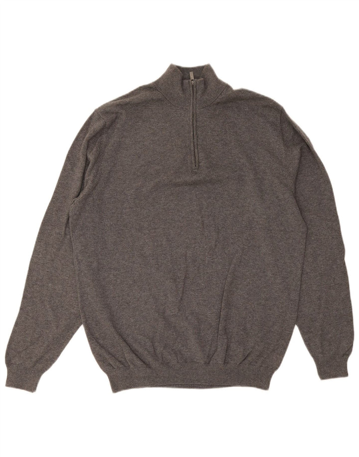 Ανδρικό πουλόβερ Massimo Dutti με φερμουάρ XL Γκρι βαμβακερό