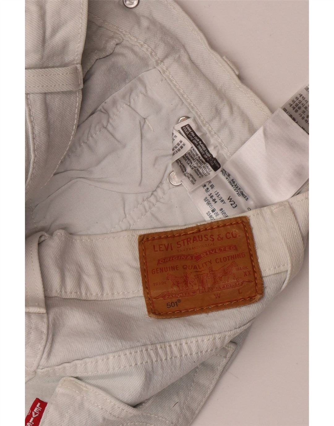 Levi's Womens 501 Denim Hot Pants W23 2XS White Cotton
