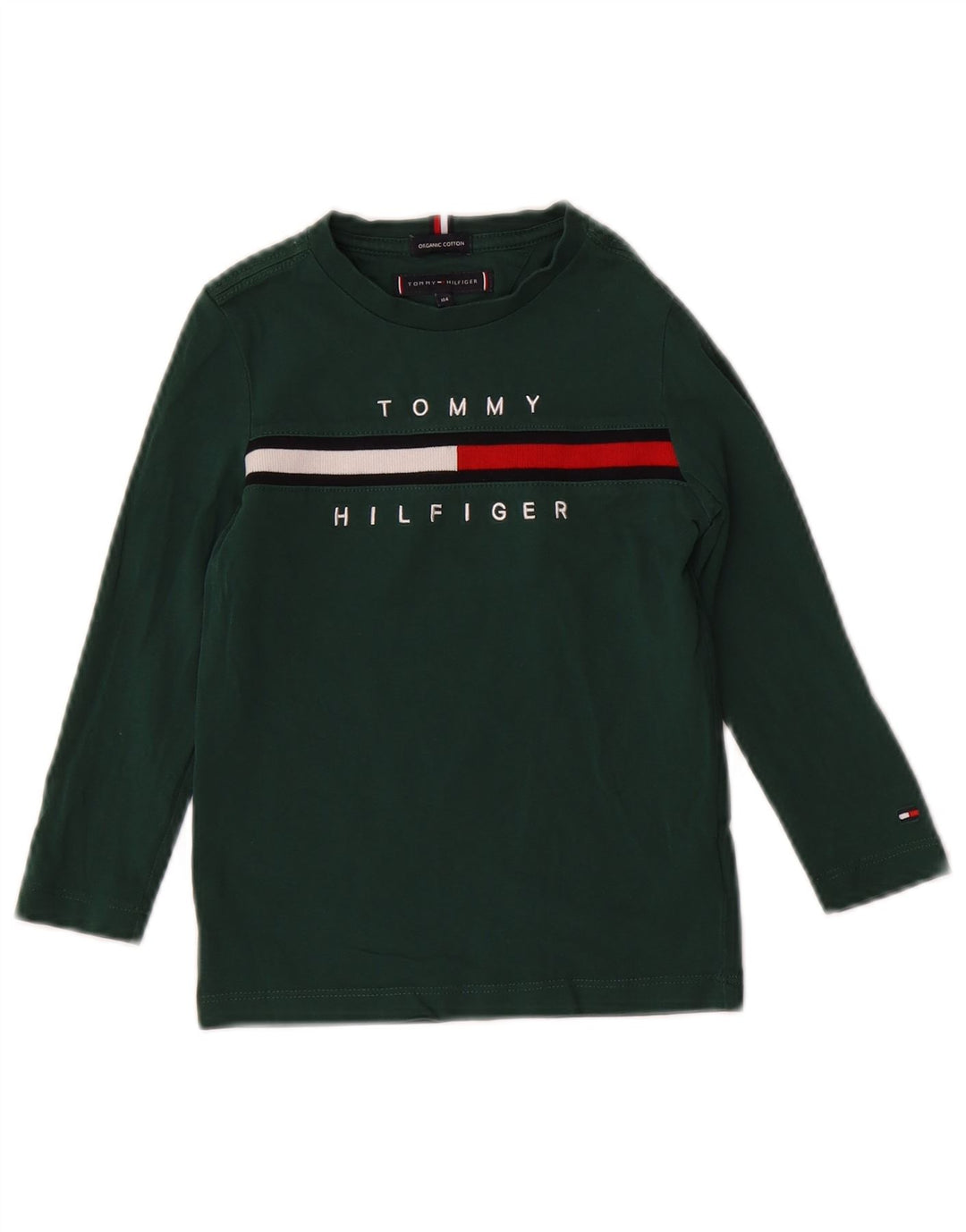 TOMMY HILFIGER Boys Graphic Top Μακρυμάνικο 3-4 ετών Πράσινο βαμβακερό