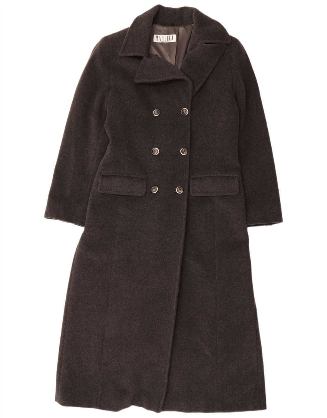 MARELLA Γυναικείο παλτό με διπλό στήθος UK 14 μεγάλο γκρι παρθένο μαλλί