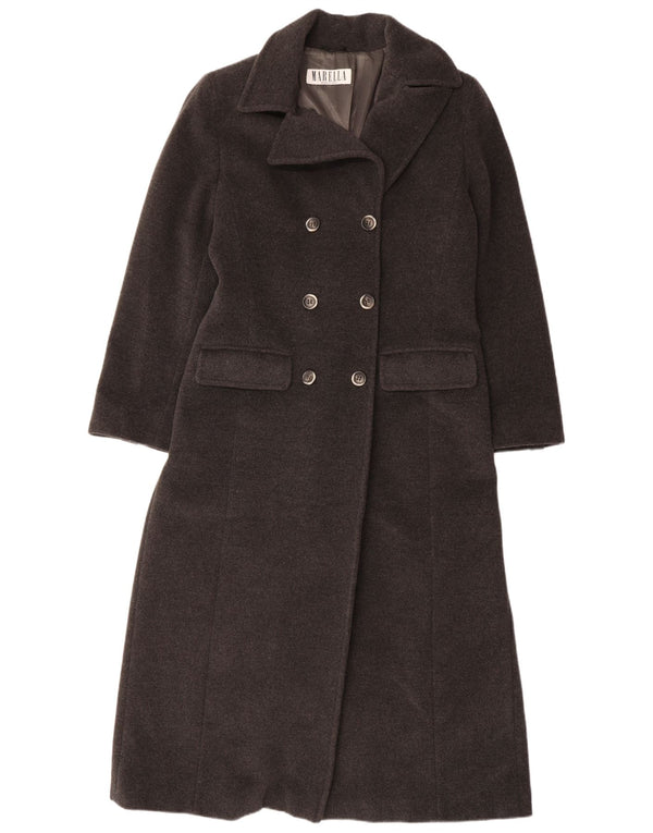 MARELLA Γυναικείο παλτό με διπλό στήθος UK 14 μεγάλο γκρι παρθένο μαλλί