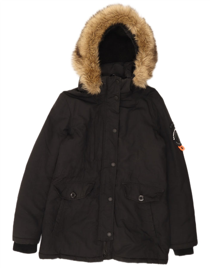Superdry γυναικείο μπουφάν Parka UK 14 Large Black Nylon