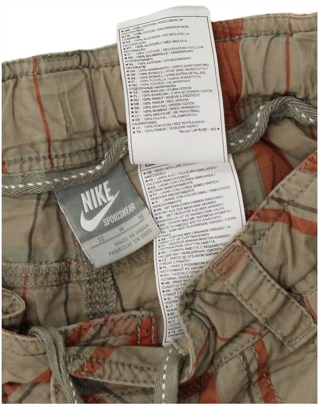 Ανδρικό σορτς Nike μεσαίο W32 πράσινο καρό βαμβακερό