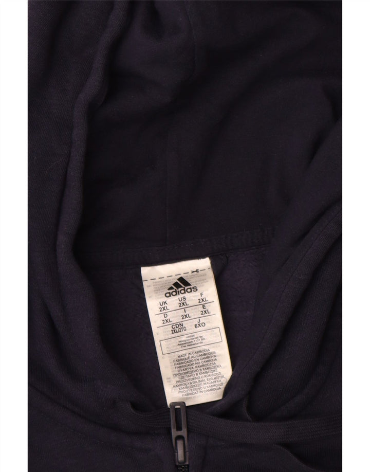 Ανδρικό πουλόβερ με κουκούλα με φερμουάρ Adidas 2XL, μπλε βαμβακερό