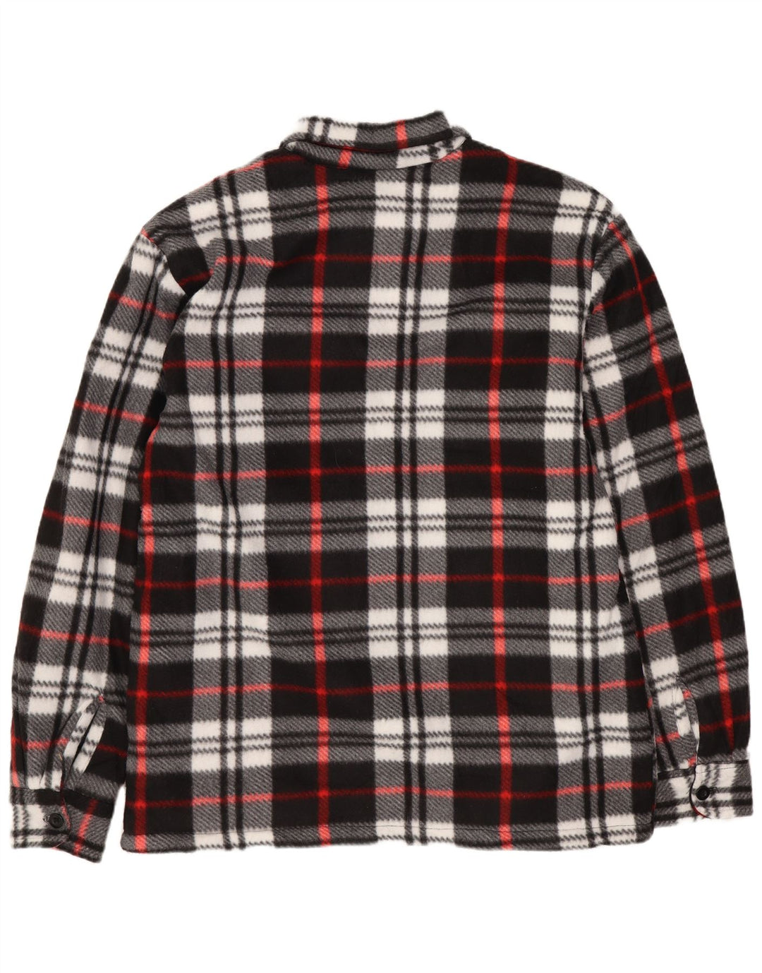 Vintage Ανδρικό Sherpa Ξυλοκόπος Φανελένιο πουκάμισο Μεσαίο μαύρο καρό πολυεστέρα