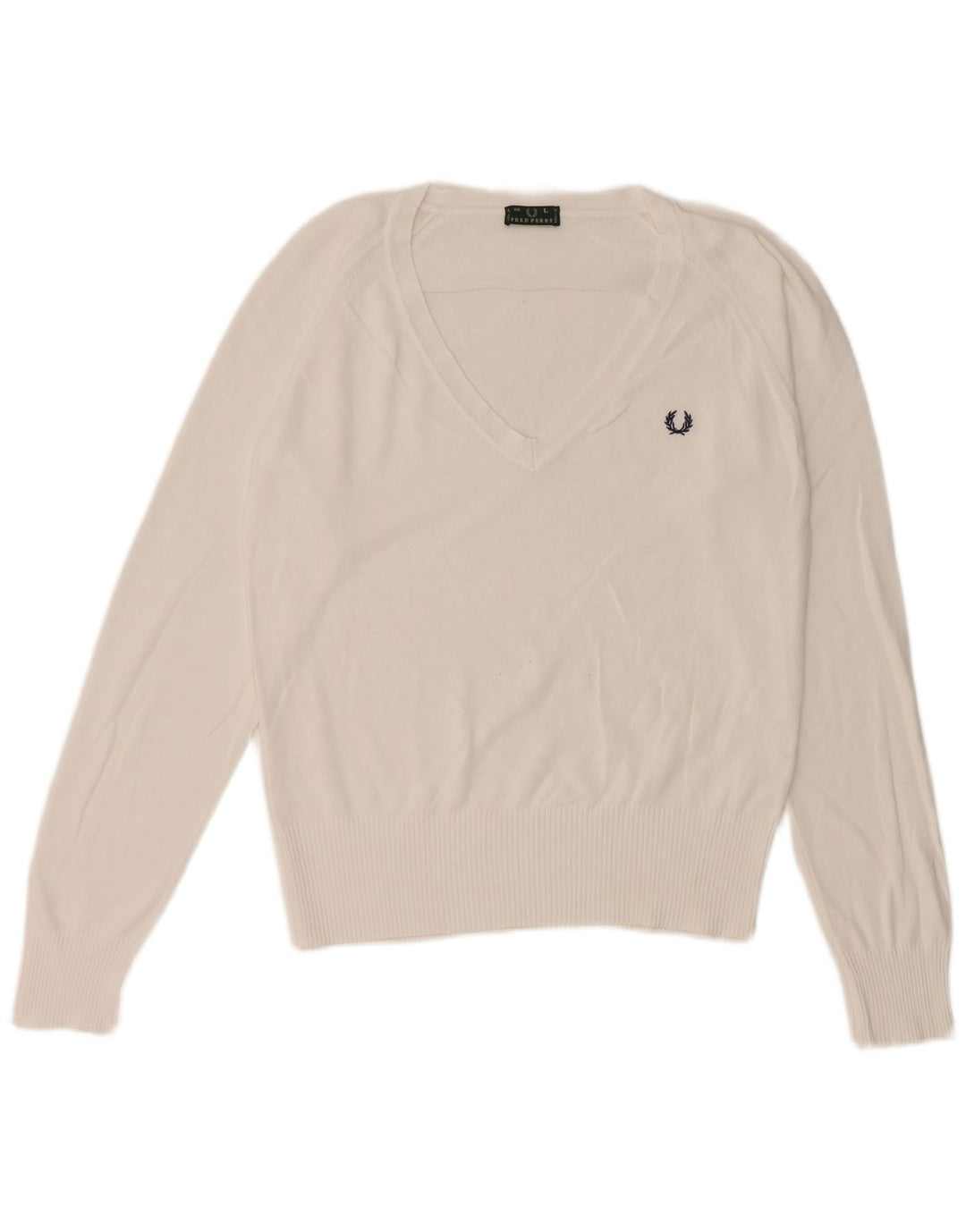 Fred Perry Γυναικείο πουλόβερ με V λαιμόκοψη UK 14 Large White