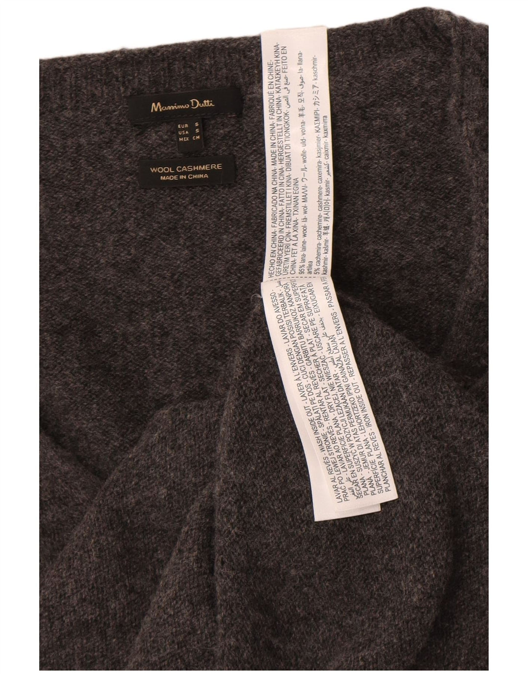 Massimo Dutti Γυναικείο πουλόβερ με λαιμόκοψη με V λαιμόκοψη UK 10 μικρό γκρι μαλλί