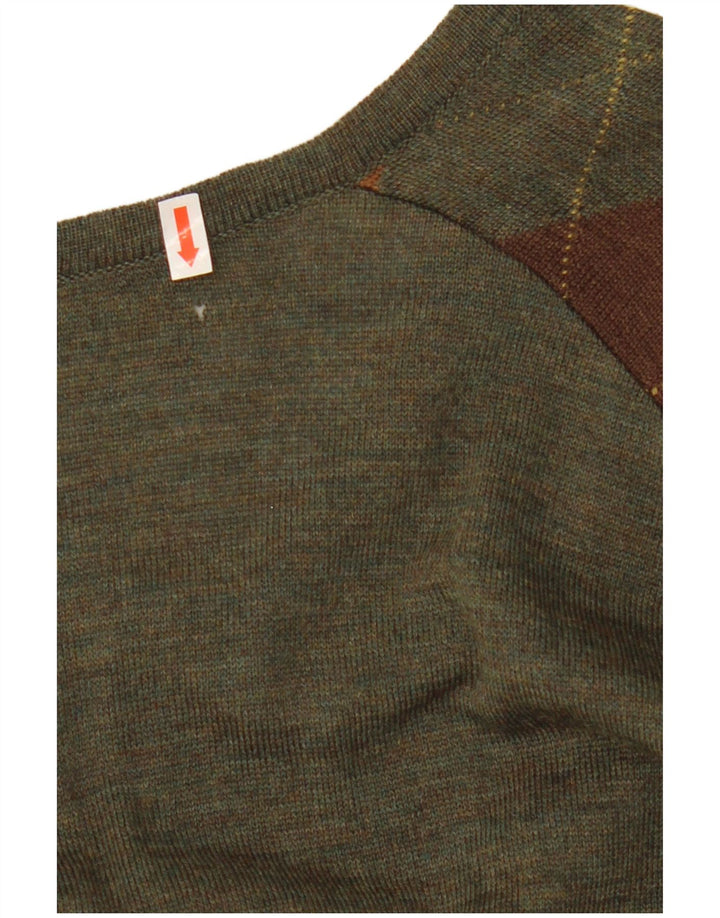 NOVELLI Ανδρικό πουλόβερ με λαιμόκοψη IT 52 Large Khaki Argyle/Diamond Wool