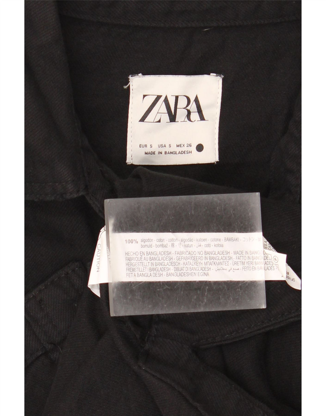 Zara Γυναικείο τζιν πουκάμισο UK 10 Small μαύρο βαμβακερό