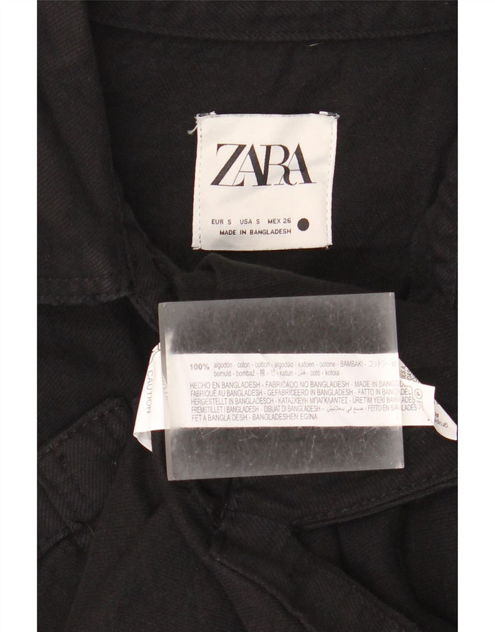 Zara Γυναικείο τζιν πουκάμισο UK 10 Small μαύρο βαμβακερό