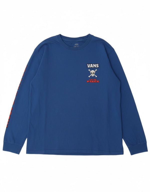 VANS Boys Straw Hat Crew Graphic Top Μακρυμάνικο 14-15 ετών XL Μπλε