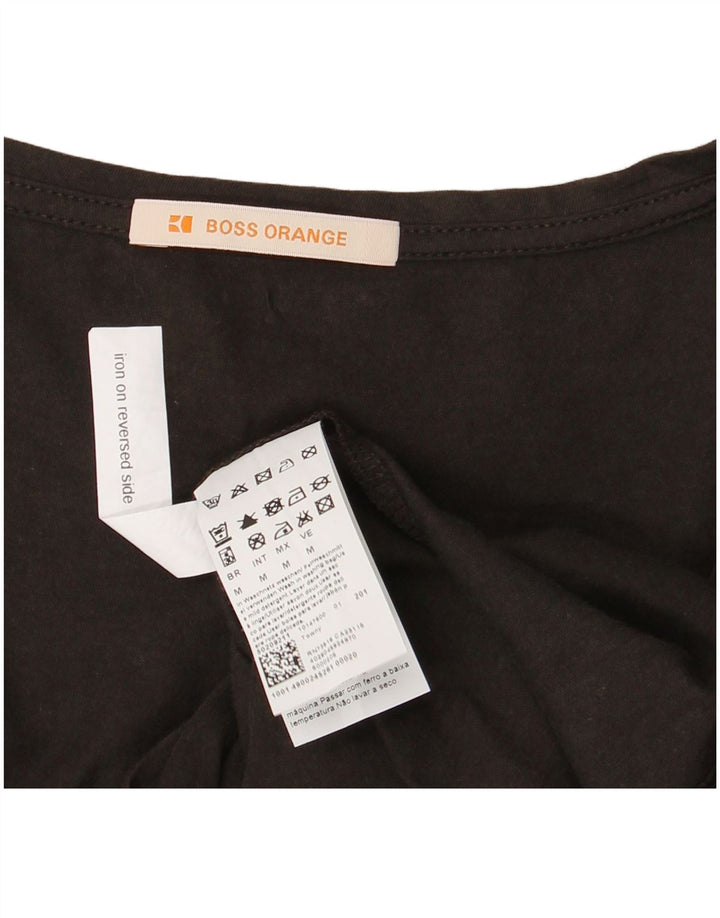 Γυναικείο γραφικό μπλουζάκι HUGO BOSS Top UK 12 μεσαίο καφέ βαμβακερό