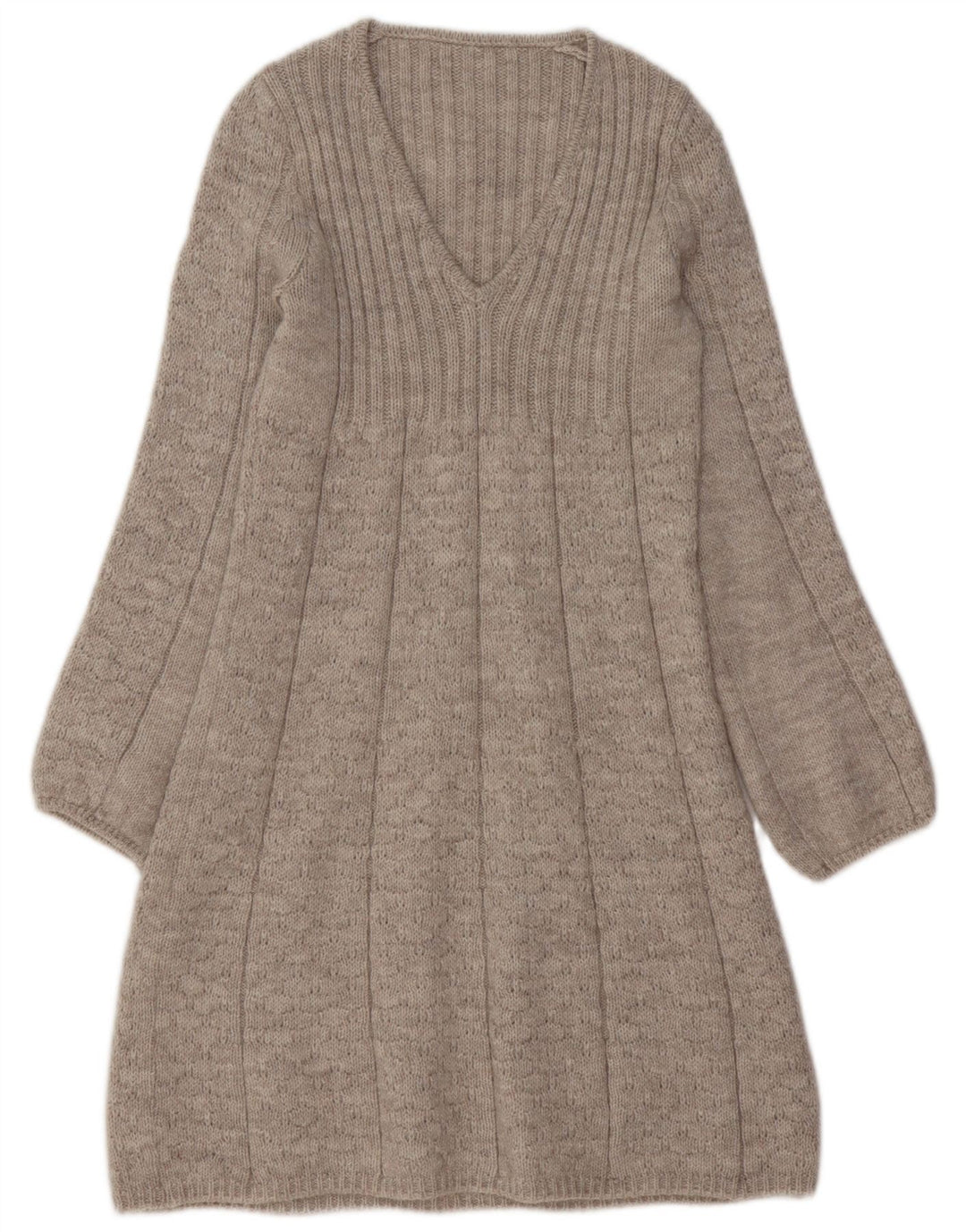 VINTAGE Γυναικείο φόρεμα UK 10 Small Beige Acrylic