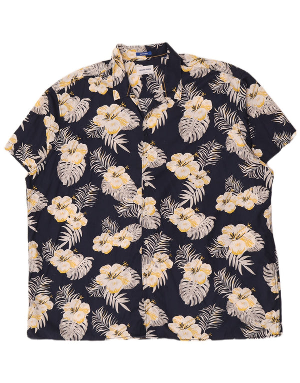 Jack & Jones Ανδρικό κοντομάνικο πουκάμισο 3XL Μπλε Navy Floral Βαμβακερό